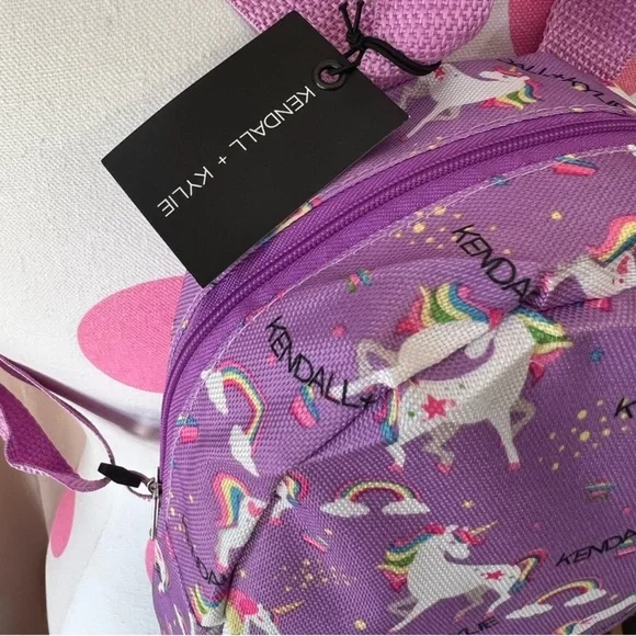 NWT Kendall & Kylie Unicorn Rainbow Purple Mini Backpack - Picture 4 of 5